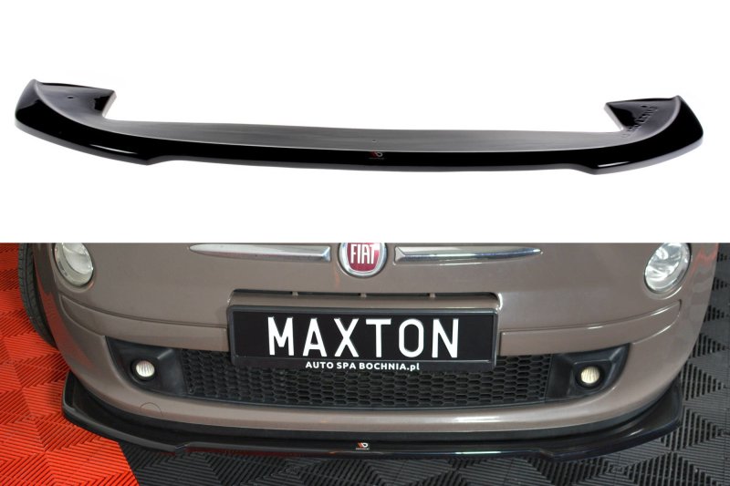 Maxton Front Ansatz V.2 für FIAT 500 HATCHBACK vor Facelift schwarz Hochglanz FI-500-FD2-G
