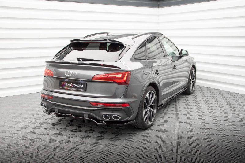 Maxton Mittlerer Diffusor Heck Ansatz DTM Look für Audi SQ5 Sportback Mk2 Facelift schwarz Hochglanz AU-SQ5-2F-SB-RD1G+RD2-G