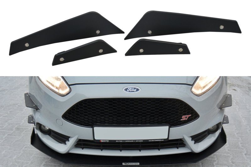 Maxton Stoßstangen Flaps Wings vorne Canards für Ford Fiesta 7 ST Mk7 FL FO-FI-7F-ST-CNC-CAN1