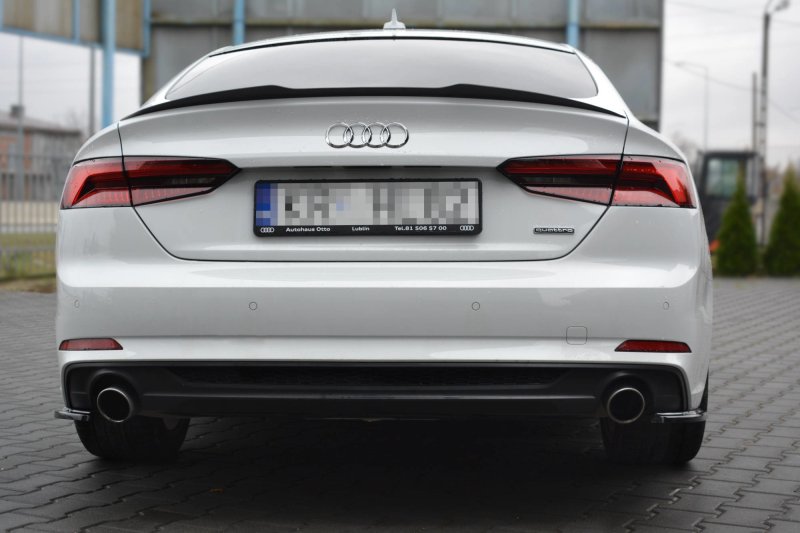 Maxton Heck Ansatz Flaps Diffusor für Audi A5 S-Line F5 Sportback  schwarz Hochglanz AU-A5-2-SLINE-SB-RSD1-G