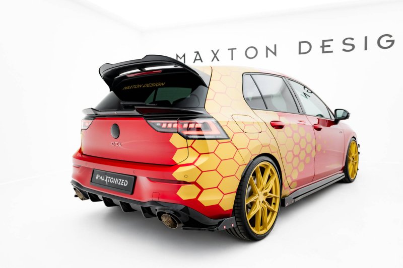 Maxton Unterer HeckSpoiler CAP Abrisskante 3D VW Golf GTI / GTI Clubsport / R / R-Line / GTE / GTD Mk8 / Mk8 Facelift schwarz Hochglanz VW-GO-8F-GTI-CS-CAP3D1-G