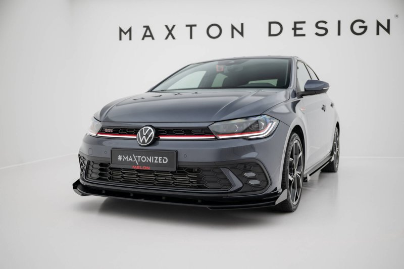 Maxton Front Flaps VW Polo AW GTI Facelift schwarz Hochglanz VWPO6FGTICNC-FSF1-G