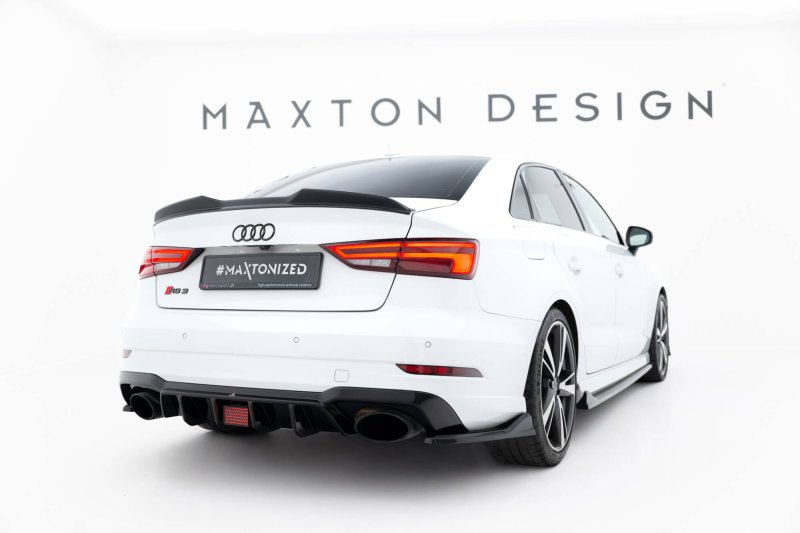 Maxton Spoiler CAP Abrisskante 3D Audi RS3 Limousine 8V / 8V Facelift schwarz Hochglanz AU-A3-8V-CAP3D1-G