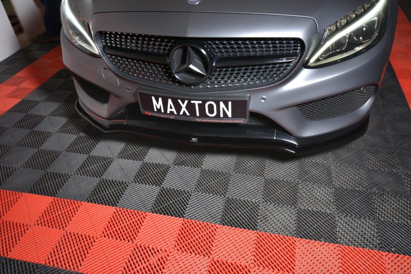 Maxton Front Ansatz V.1 für MERCEDES- BENZ C-KLASSE W205 COUPE AMG-LINE schwarz Hochglanz ME-C-205-AMGLINE-C-FD1-G