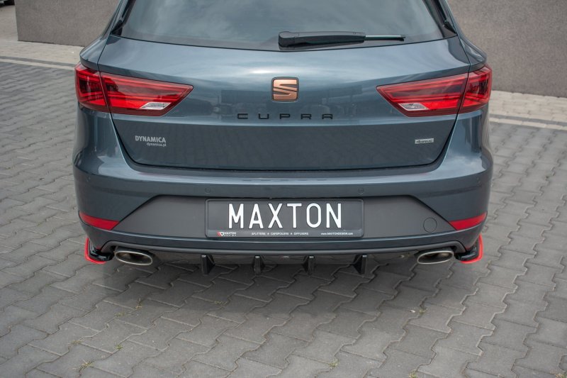 Maxton Diffusor Heck Ansatz V.1 für Seat Leon Cupra Mk3 FL Sportstourer schwarz Hochglanz SE-LE-3F-CU-ST-RS1-G