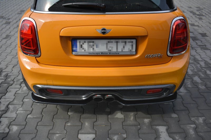Maxton Mittlerer Diffusor Heck Ansatz für MINI COOPER S MK3 vor Facelift 3-Türer (F56) schwarz Hochglanz MC-S-3-56-RD1-G