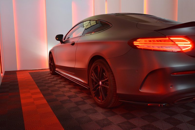 Preview: Maxton Seitenschweller Ansatz für MERCEDES- BENZ C-KLASSE W205 COUPE AMG-LINE schwarz Hochglanz ME-C-205-AMGLINE-C-SD1-G