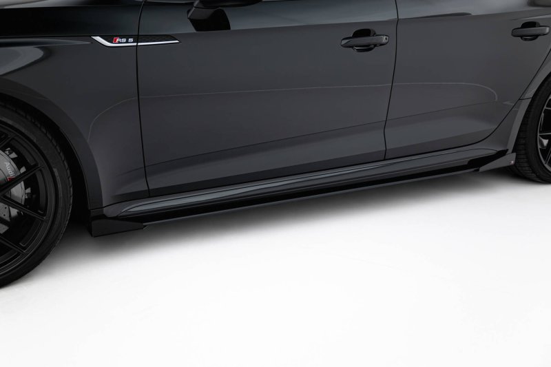 Maxton Street Pro Seitenschweller Ansatz + Flaps Audi RS5 Sportback F5 schwarz Hochglanz AURS52SBCNC-SD1BRB+SF1-G