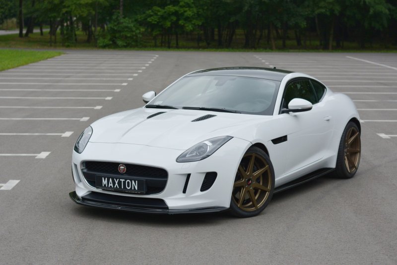 Maxton Front Ansatz V.1 für JAGUAR F-TYPE schwarz Hochglanz JA-F-TYPE-1-FD1-G