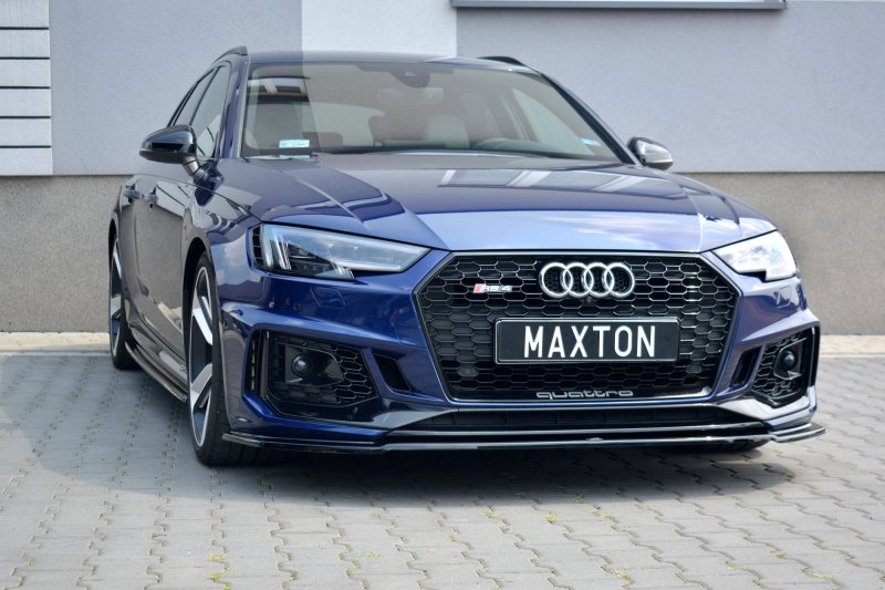 Maxton Front Ansatz V.2 für AUDI RS4 B9 schwarz Hochglanz AU-RS4-B9-FD2-G