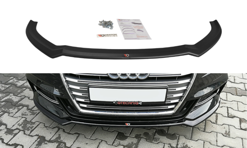 Maxton Front Ansatz V.2 für Audi S3 / A3 S-Line 8V FL Limousine schwarz Hochglanz AU-S3-3F-FD2-G