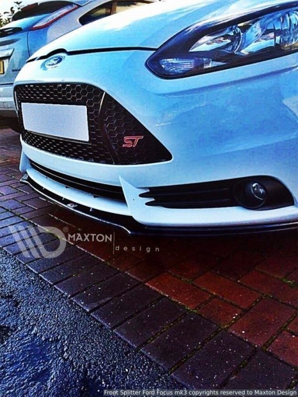 Maxton Front Ansatz V.1 für Ford Focus ST Mk3 schwarz Hochglanz FO-FO-3-ST-FD1-G