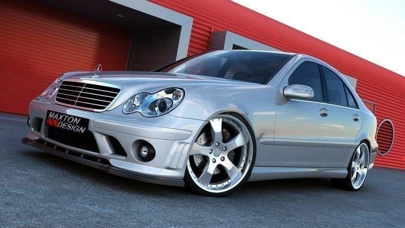 Maxton Front Ansatz für (FÜR ME-C-203-AMG204-F1 STOßSTANGE) schwarz Hochglanz ME-C203-AMG204-FD1-G