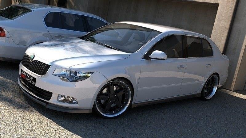 Maxton Front Ansatz für Skoda Superb Mk2 schwarz Hochglanz SK-SU-2-FD1-G