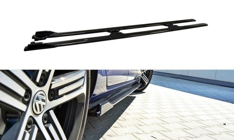 Maxton Seitenschweller Ansatz für V.1 für VW Golf 7 R / R-Line Facelift schwarz Hochglanz VW-GO-7F-R-SD1-G