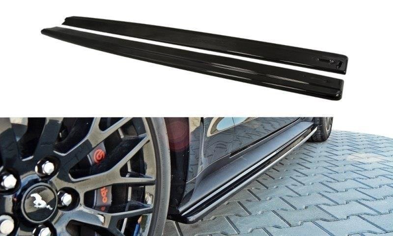 Maxton Seitenschweller Ansatz für Ford Mustang GT Mk6 schwarz Hochglanz FO-MU-6-GT-SD1-G
