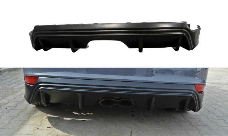 Maxton Diffusor Heck Ansatz für Ford Focus ST Mk3 FL (RS-Look) schwarz Hochglanz FO-FO-3F-ST-RS1-G