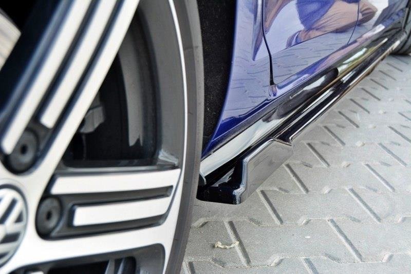 Maxton Seitenschweller Ansatz für V.1 für VW Golf 7 R / R-Line Facelift schwarz Hochglanz VW-GO-7F-R-SD1-G