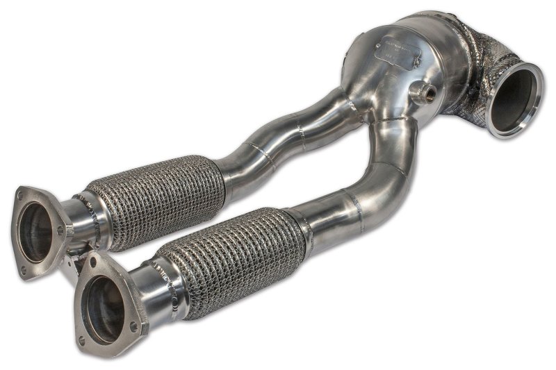 Friedrich Motorsport 2x63.5mm Downpipe mit 200 Zellen HJS Sport-Kat. Edelstahl 981004RS-DPKAHJS