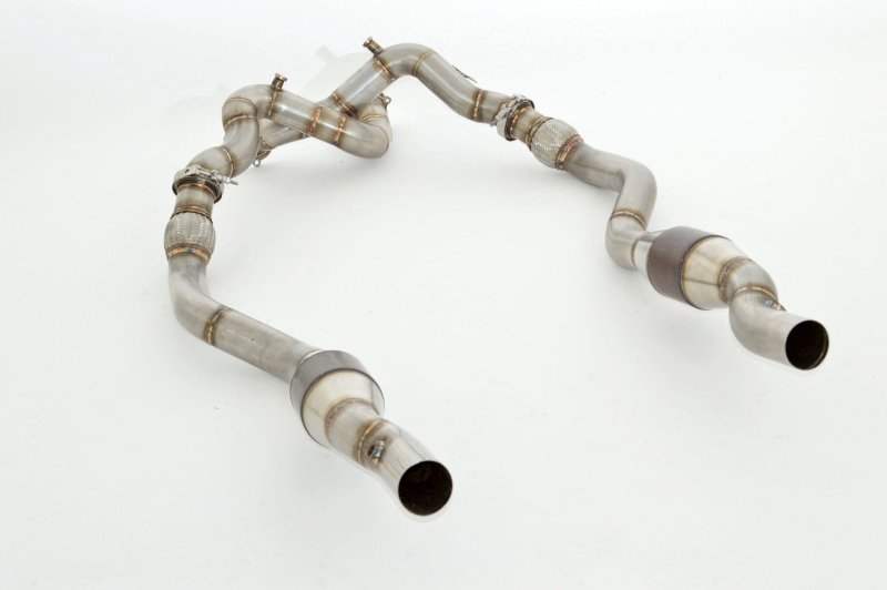 Friedrich Motorsport 2x 76mm Downpipe mit 100 Zellen Sport-Kat. Edelstahl 981060R-X3-KAEU4