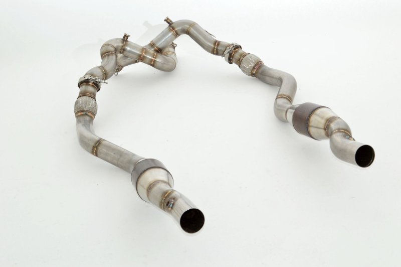 Friedrich Motorsport 2x 76mm Downpipe mit 200 Zellen Sport-Kat. Edelstahl 981060R-X3-KAEU4