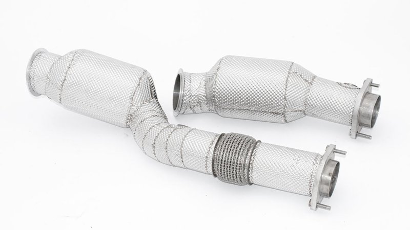 Friedrich Motorsport 2x76mm Downpipe mit 200 Zellen Motorsport-Kat. Edelstahl 981378T-X3-DPKAECE-TI