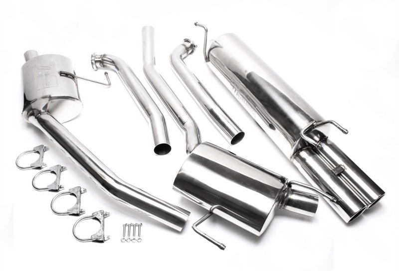 TA Technix Edelstahlanlage Opel Omega B Caravan 2 x 76mm rund + gebördelt EVOOBC6AE276