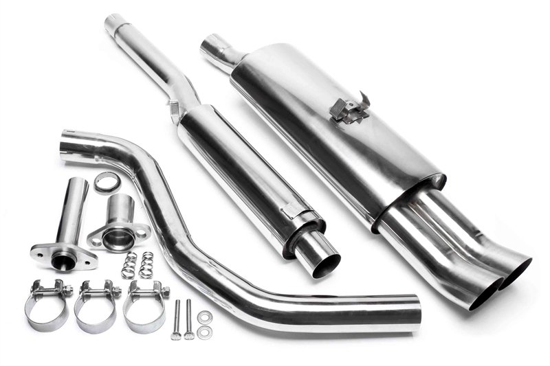 TA Technix Edelstahlanlage VW Polo 86C 2x76mm DTM rund + scharf EVOP3AED76