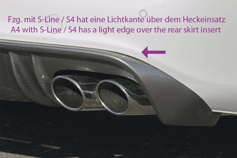 Rieger Heckeinsatz Audi A4 S4 (B8/B81) 11.08-12.11 (bis Facelift) - 99095
