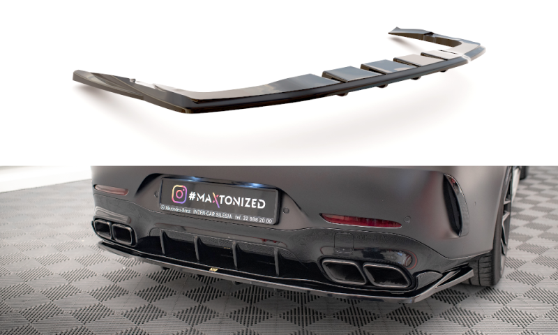 Maxton Mittlerer Diffusor Heck Ansatz DTM Look für Mercedes-AMG GT 63S 4-Door Coupe Aero schwarz Hochglanz ME-GT-4D-AMG-RD1G+RD2-G