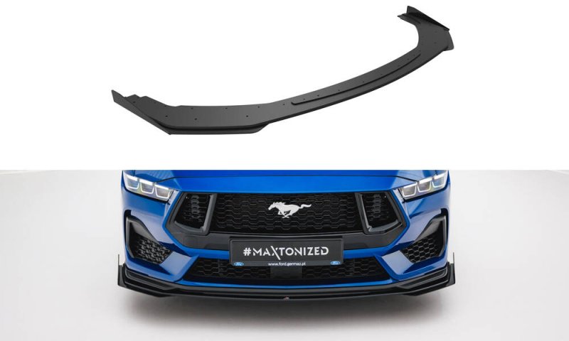 Maxton Street Pro Front Ansatz + Flaps Ford Mustang GT Mk7 schwarz Hochglanz FOMU7GTCNC-FD1B+FSF1-G