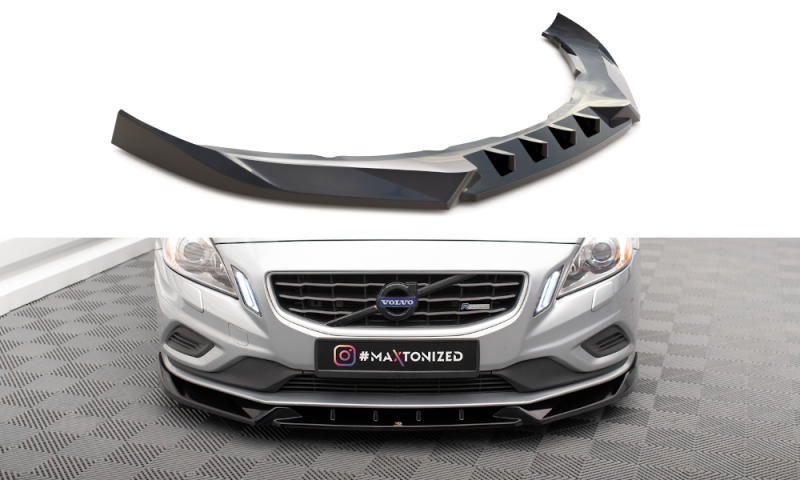 Maxton Front Ansatz V.1 für Volvo S60 R-Design Mk2 schwarz Hochglanz VO-S60-2-RDESIGN-FD1-G