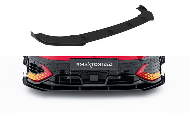 Maxton Street Pro Front Ansatz + Flaps VW Golf GTI Clubsport Mk8 Facelift schwarz Hochglanz VWGO8FGTICSCNC-FD1BRB+FSF1-G
