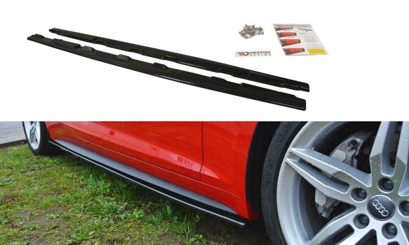 Maxton Seitenschweller Ansatz für Audi S5 / A5 S-Line F5 Coupe schwarz Hochglanz AU-A5-2-SLINE-SD1-G