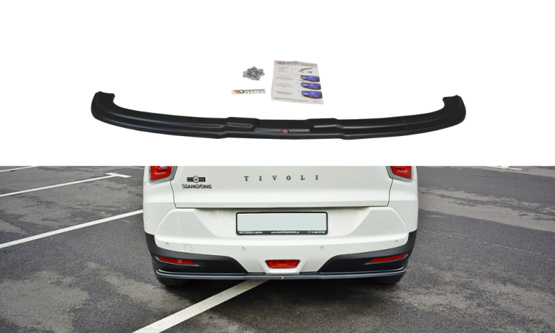 Maxton Mittlerer Diffusor Heck Ansatz für SSANGYONG TIVOLI schwarz Hochglanz SY-TI-1-RD1-G