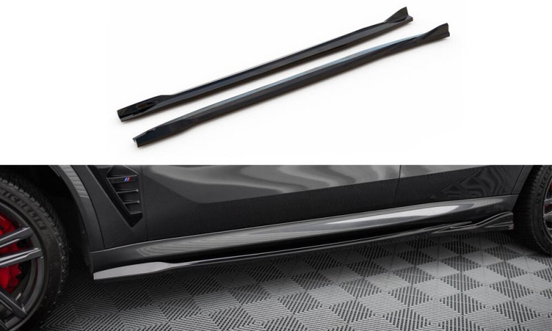 Maxton Seitenschweller Ansatz BMW X5 M F95 Facelift schwarz Hochglanz BM-X5M-F95F-SD1-G