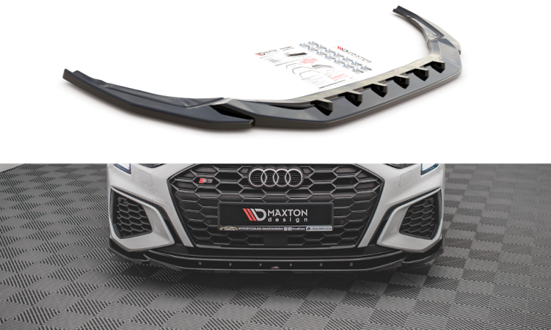 Maxton Front Ansatz V.4 für Audi S3 / A3 S-Line 8Y schwarz Hochglanz AU-A3-8Y-SLINE-FD4-G