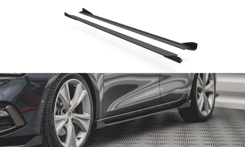 Maxton Street Pro Seitenschweller Ansatz für + Flaps Seat Leon FR Mk4 schwarz Hochglanz SELE4FRCNC-SD1BRB+SRF1-G