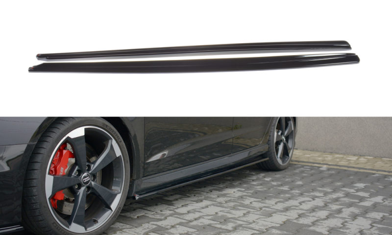Maxton Seitenschweller Ansatz für Audi RS3 8V FL Sportback schwarz Hochglanz AU-RS3-8VF-SD1-G