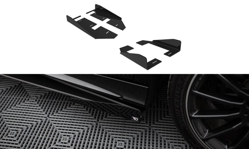 Maxton Side Flaps Mercedes-Benz A AMG-Line W176 Facelift schwarz Hochglanz MEA176FAMGLINECNC-SF1-G
