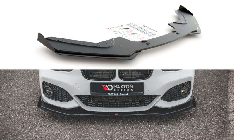 Maxton Racing Front Ansatz V.3 für passend +Flaps für BMW 1er F20 M-Paket Facelift / M140i  schwarz Hochglanz BM1F20FMCNC-FD3BRB+FSF1-G