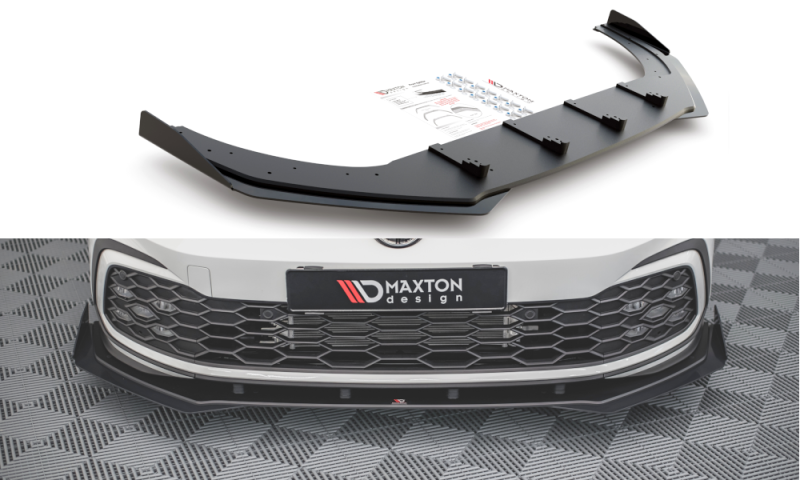Maxton Racing Front Ansatz für passend +Flaps für Volkswagen Golf 8 GTI schwarz Hochglanz VWGO8GTICNC-FD1BRB+FSF1-G