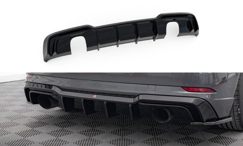 Maxton Diffusor Heck Ansatz Audi A3 S-Line Sportback 8V Facelift (Version mit Einzelauspuff auf beiden Seiten) AU-S3-3F-SB-RS1GO_O