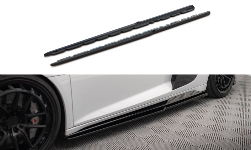 Maxton Seitenschweller Ansatz für V.2 für Audi R8 Mk2 Facelift schwarz Hochglanz AU-R8-2F-SD3-G