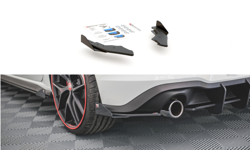 Maxton Racing Heck Ansatz Flaps Diffusor +Flaps für Volkswagen Golf 8 GTI schwarz Hochglanz VWGO8GTICNC-RSD1BRB+RSF1-G