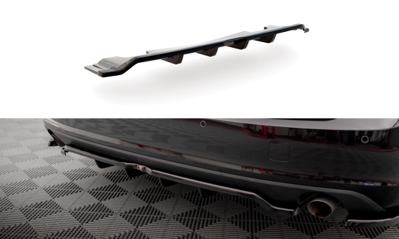 Maxton Mittlerer Diffusor Heck Ansatz DTM Look für V.2 Volvo V90 Mk2 schwarz Hochglanz VO-V90-2-RD2G+RD1-G