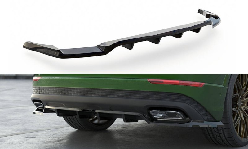 Maxton Mittlerer Cup Diffusor Heck Ansatz Audi Q8 Mk1 Facelift schwarz Hochglanz AU-Q8-1F-RD1G+RD2-G