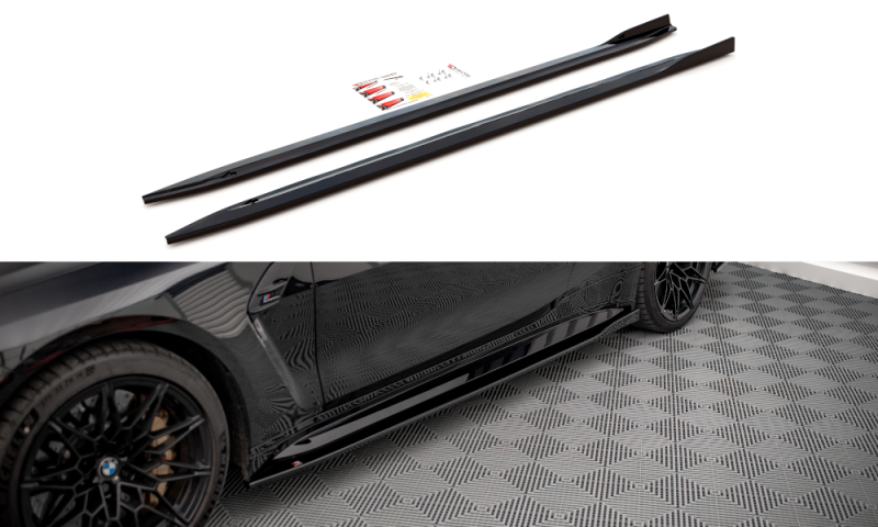 Maxton Seitenschweller Ansatz für V.1 für BMW M4 G82 schwarz Hochglanz BM-4-G82-M-SD1-G