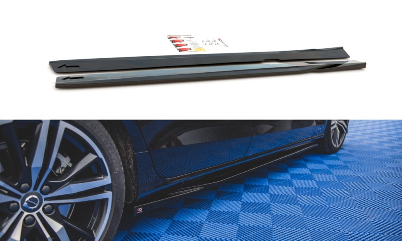 Maxton Seitenschweller Ansatz für V.1 für Volvo S60/V60 R-Design Mk3 schwarz Hochglanz VO-S60-3-RDESIGN-SD1-G