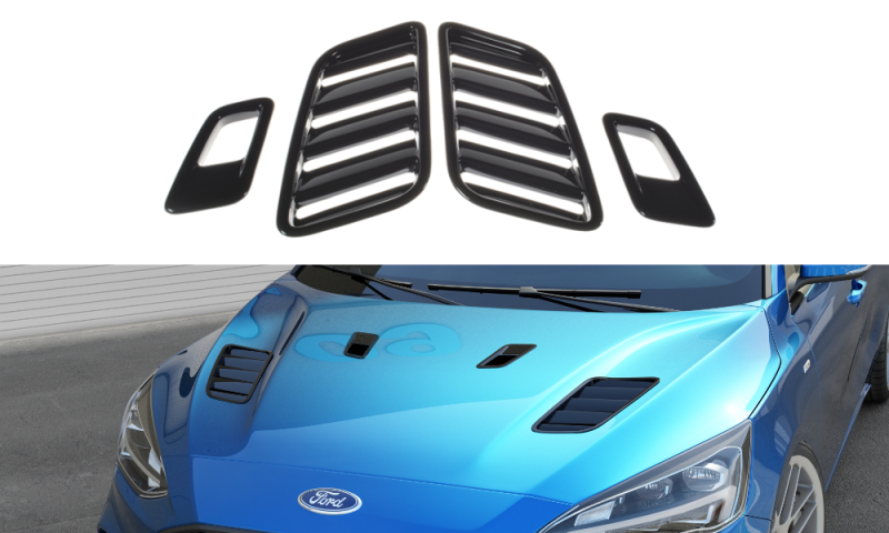 Maxton Motorhauben Luftschlitze Ford Focus ST-Line / ST Mk4 schwarz Hochglanz FO-FO-4-BV1+BV2-G